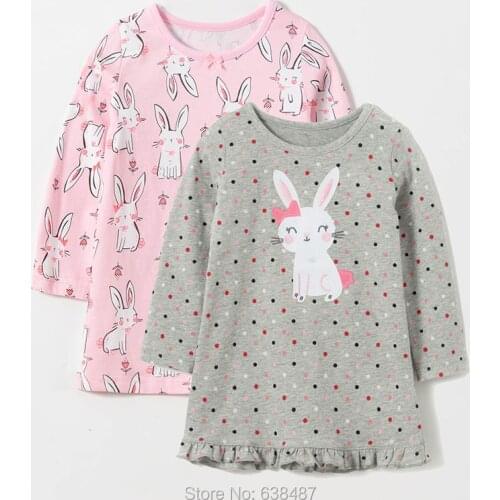 Rabbit Casual Dress 2021 Brand 100% Combed Cotton Baby Girl Clothes Long Sleeve Children Infant Kids Dresses for Girls Tees Tops
