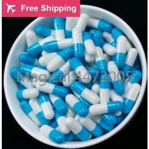 Size 0# 1# 2# 1000 pcs/lot.blue-white colored hard gelatin empty capsules, hollow gelatin capsules ,joined or separated capsules