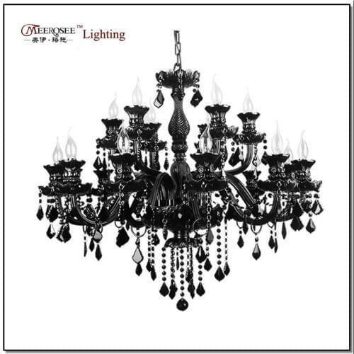 Luxury Large Black Glass Chandelier Lighting Premium Quality Crystal Lustres Lamp for Pendant With 18 Arms MD1003
