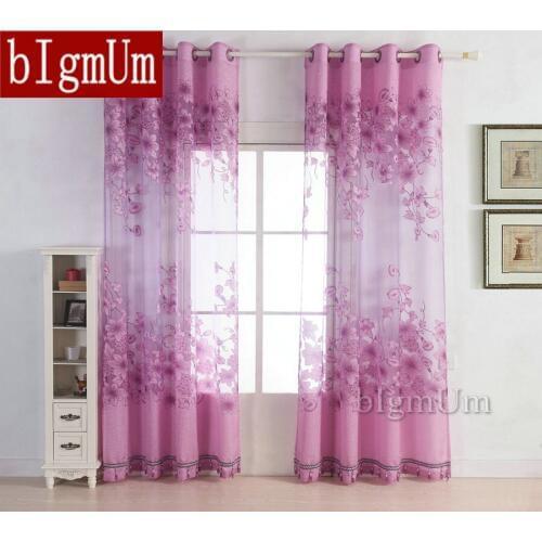 Custom-made Floral Tulle Luxury Sheer Curtain Finished Burnt-out Screens Window Treatment For Girls Room with Beads