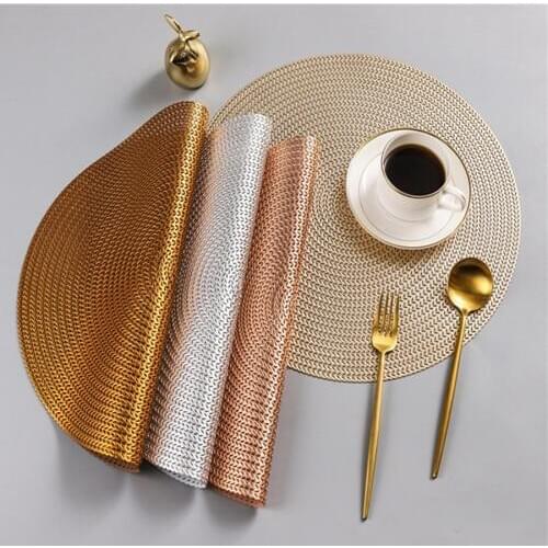 Nordic Round Wheat Spike Flower Desgin Kitchen Placemat Decorative Waterproof Dining Table Mat Insulated Plastic Cups Coaster