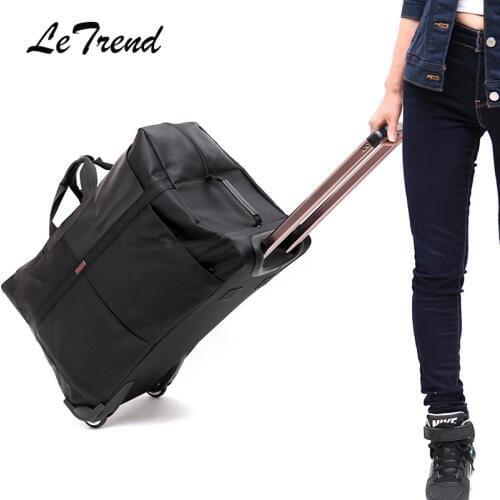 Letrend Oxford Trolley Men High-capacity Rolling Luggage Women Cabin Travel Duffle Womens Handbag Student Suitcase Wheels Trunk