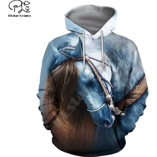 PLstar Cosmos Beautiful Colorful Horse 3D Printed Hoodies Sweatshirts Zip Hooded For Men And Women Casual Streetwear Style-D5