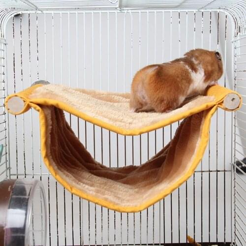 Comfortable Pet Hammock Thick Soft Hanging Double-layer Hamster Plush Hammock for Winter Small Animal Pet Cages Supplies