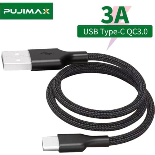 PUJIMAX 3A Type C USB Cable Quick Charging Charge Data Transmission Line Nylon Braided For Huawei P9/P20/Mate20/Xiaomi/SamsungS9