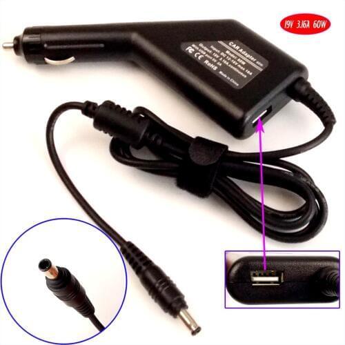19V 3.16A 60W Laptop Car DC Adapter Charger + USB(5V 2A) for Samsung SF310 SF311 SF410 SF411 RC410 RC420 RC425