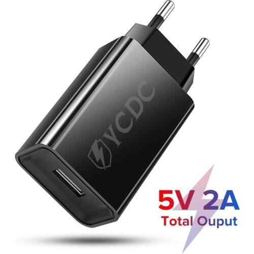 YCDC Mini USB Phone Charger 5V 2A USB Travel universal wall Mobile Phone Charger EU US Plug for Samsung Xiaomi Huawei iphone