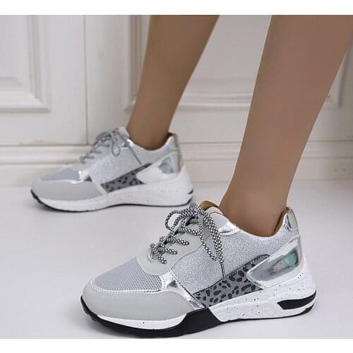 Womens Sport Shoes Breathable Plus Size Mesh Shoes 6CM Increase Thick Bottom Platform Wedges Shoes Ladies Casual Sneakers