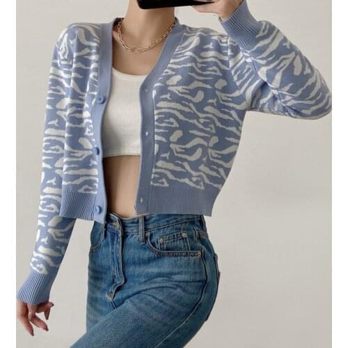 Women All-over Zebra Pattern Cardigan