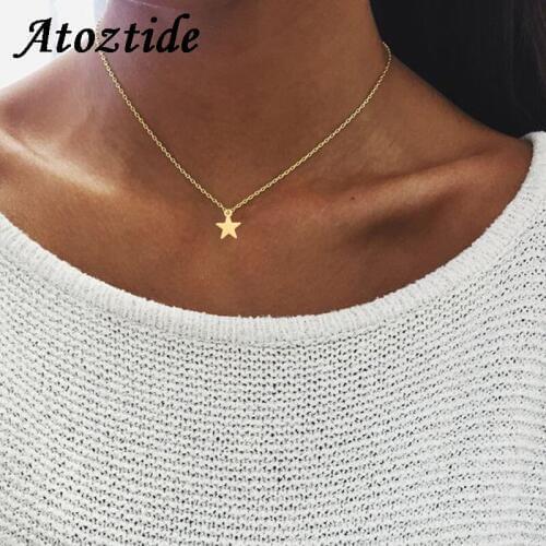 Atoztide Charm Star Chokers Necklace For Women Rudder Simple Heart Note Shoes Hollow Crown Necklace Jewelry Gift