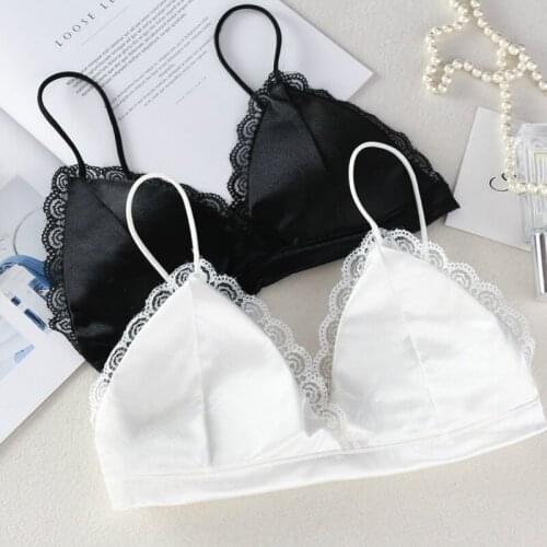 Women Sexy Lingerie Seamless French Style Lace Bra Spaghetti Strap Wire Free Push Up Soft Cup Underwear