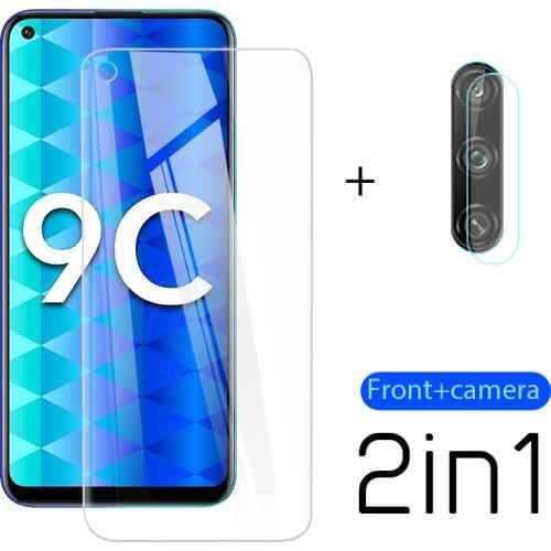 For honor 9C glass screen protector for huawei honor 9C camera lens Tempered glas protective film on hono 9C 9 C c9 tremp 2 in 1