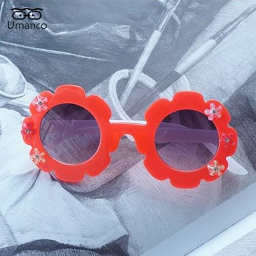 2021 New Flower Sunglasses for Children Plastic Frame AC Lens Anti UV400 Girls Eyeglasses Sun Shades Outdoor Beach Travel Gift