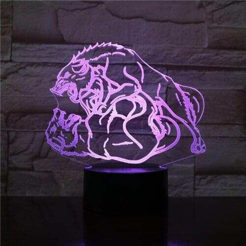 Wolf 3D LED Night Lamp Romantic Bedroom Table Lamp Valentines Gifts for Lovers Couples Boys Kids Sleeping Light Dropship 2306