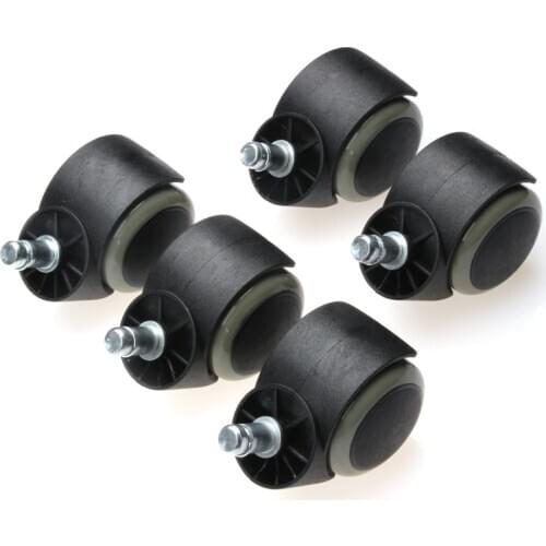 5PCS Inch 2'' Black & Brown Office Chair Heavy Duty Furniture Plastic Swivel Casters