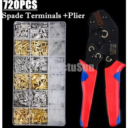 720PCS Assortment Female Male Electrical Spade Wire Butt Connectors Lugs Battery Starter Cable Splice Crimp Terminals +Plier