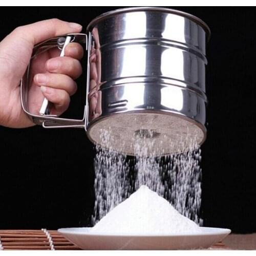 80%HOTStainless Steel Powder Flour Sieve Cup Mesh Strainer Baking Kitchen Gadget Tool