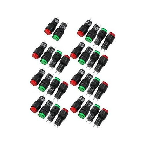 AC 220V 2 Terminals 11.5mm Thread Diameter Mini Push Button Switch
