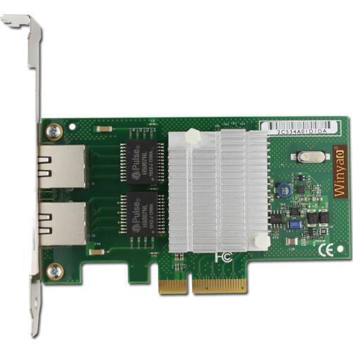 2 Ports Gigabit Ethernet Adapter PCIe X4 NIC Card 10/100/1000M Chipset NHI350AM2