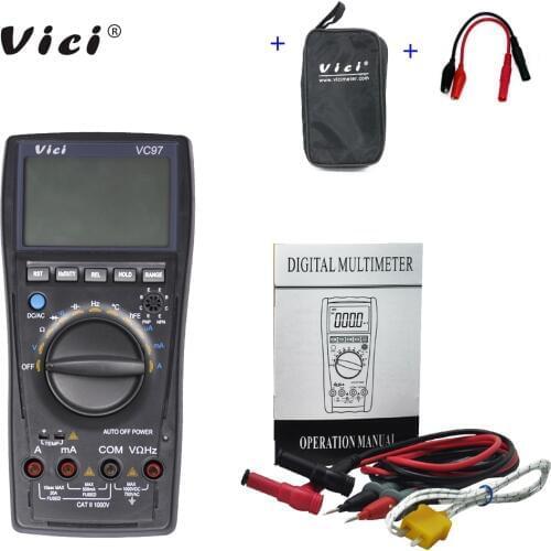 VICI VC97 3 3/4 digital multimeter voltmeter ammeter AC DC voltage current Resistance Capacitance frequency Tester with bag