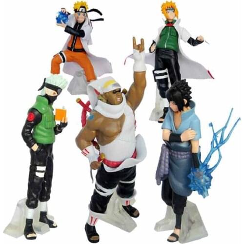 10-15cm 5pcs/lot Naruto Shippuden Kakashi Sasuke Minato Anime PVC Action Figures Collection Cartoon Model Toys Dolls Brinquedos
