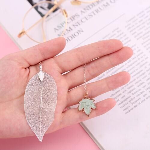1pc Cute Leaf Veins Bookmark Kawaii Accessories Pendant Bookmark Korean Stationery Bookend Page Tab Office School Supplies