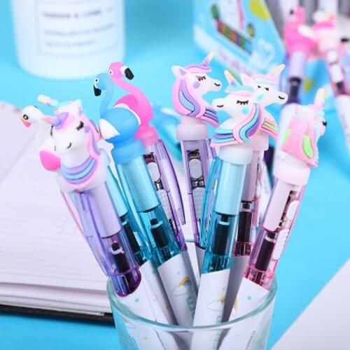 Kawaii Unicorn Gel Pen With Lights Pen Cute Cartoon Creative School Supplies Writing Pens Stationery Rollerball Pen Wholesale