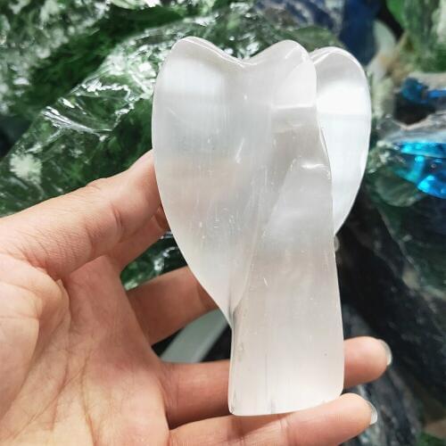 Quartz angel Natural selenite crystal angel White fraueneis gemstone Energy Healing for Christmas gift 4.5 inches