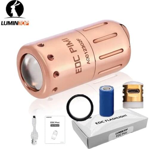 LUMINTOP EDC PIMI Copper Mini Flashlight CREE XPL-HI/Nichia NCSLE17A-E LED MAX 100 Lumens torch with Micro USB charger Battery