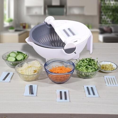Multi-Function Vegetable Cleaner Potato Slicing Shredding Machine Washing Vegetable Basket Household Grater Draining Basket