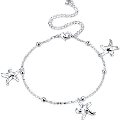 Fashion sterling silver jewelry female models fashion anklet personality starfish pendants standard silver lobster clasp