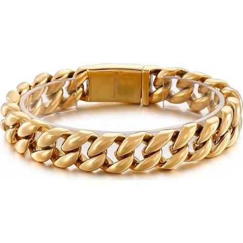 14mm Plump Chunky Cuban Curb Chain Bracelet Men Stainless Steel 316L Jewelry