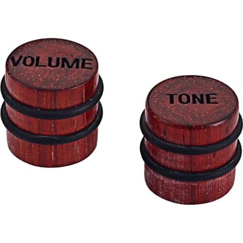 Set of 2 Tone Volume Control Knobs for Guitar Bass Parts Wood Color