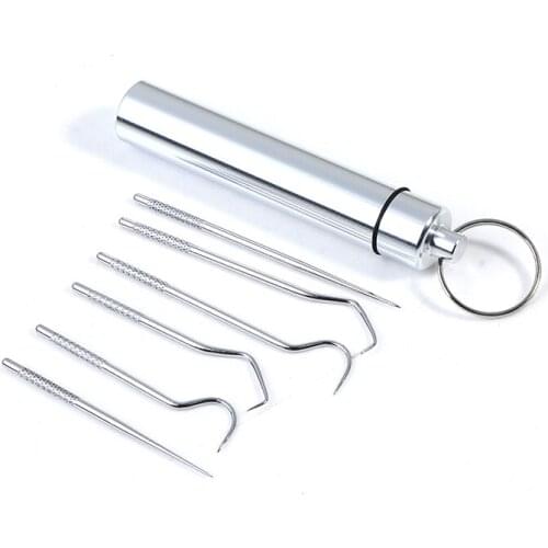 1Set Portable Pendant Toothpick Tube Stronger Dental Floss Metal Stainless Steel Oral Cleaning Tooth Flossing Artifact