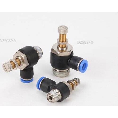 Pneumatic Speed Flow Controller 8mm 6mm 10mm 12mm OD Hose Tube 1/4"BSP 1/8" 3/8" 1/2" Male Gas Airflow Limit Valve Quick Fitting