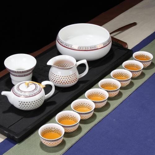 Factory direct sales honeycomb Jinhua blue pot 13 tea sets Kung Fu tea set gift box wholesale