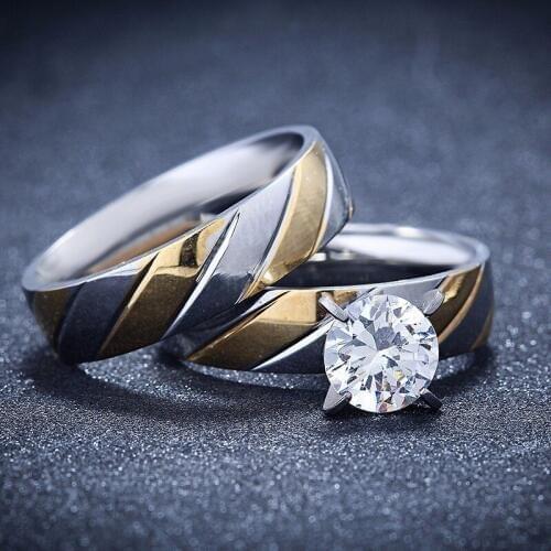 R&XwomenLovers'8826 Fashion Stainless Steel Bijoux Wedding Ring Anniversary Rings Wedding RomanticBbridal Sets For New Couple6MM