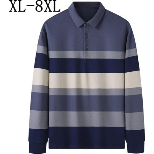8XL 7XL 6XL 2021 New Autumn 100% Cotton Comfortable Mens Polo Shirt High Quality Long Sleeve Shirts For Men Business polo homme