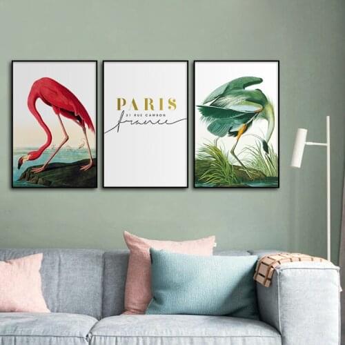 Nordic Animal Bird Flamingo Canvas Art Painting Print Poster Picture Living Room Bedroom Retro Home Wall Decoration Fresco