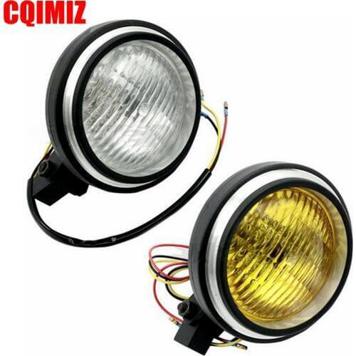 Old School Retro Motorcycle Headlight E-mark H4 Bulb Front Light For Harley Cafe Racer Bobber Chopper