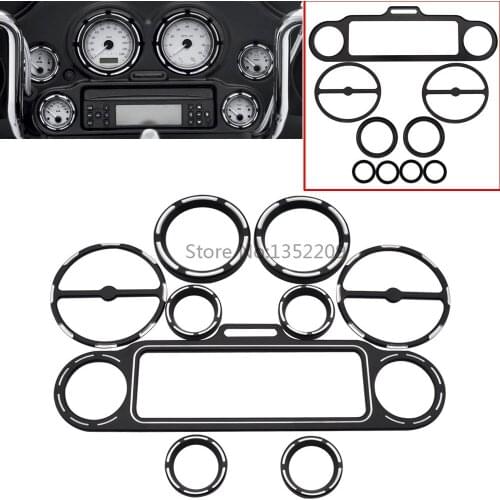 Motorcycle Stereo Accent Speedometer Gauge Bezel Cover Radio Trim Ring Inner Fairing Trim Kit for Harley Electra Glide Trike