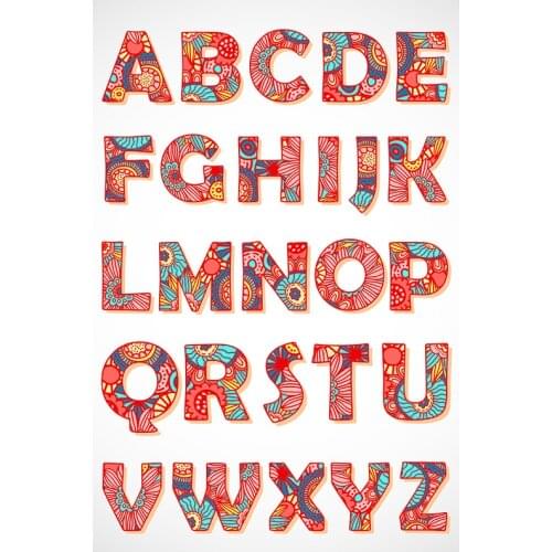 Three Ratels CX8 Creative color stripe 24 English lettersPVC stickers for kids car sticker skateboard gift Festival celebration