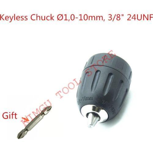 Drill Keyless Chuck 1.0-10mm 3/8-24UNF for BOSCH Screwdriver Drill GBM10RE GSR18-2 GSR1080-2-LI TSR1080-2-LI GSR1200-2-LI