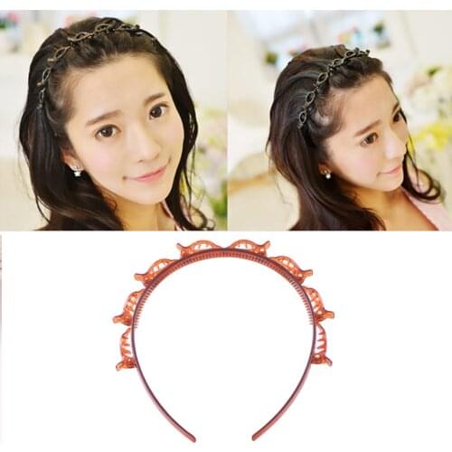 Double Layer Bands Clip Hair Bands Fashion Plastic Braided Headband Punk New Knitting Womens Headwear Hair Accessories