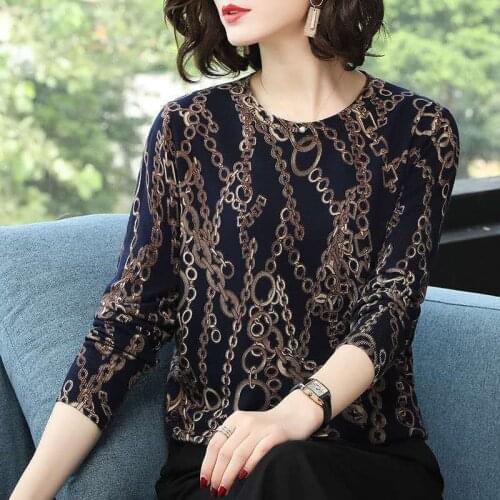 Woman Tshirts Autumn Winter Sweater Womens Long-Sleeved Loose round Neck T-shirt Pullover Top Tops Mujer Camisetas