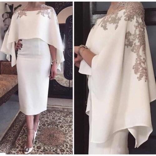 Plus Size Mother Of The Bride Dresses Sheath Tea Length Appliques Beaded Short Groom Mother Dresses For Weddings