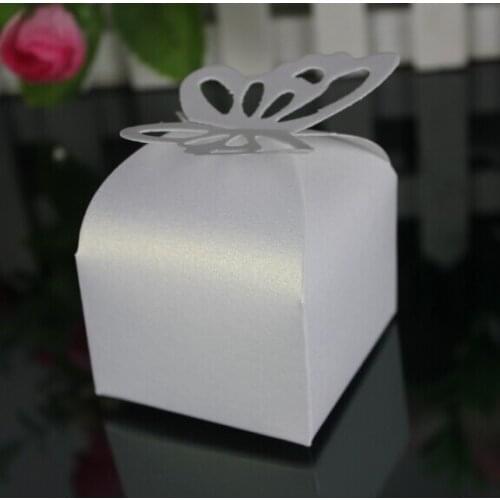 100pcs White/Beige/Pink/ Red /Purple/Navy Blue butterfly candy box favor box wedding favour box for girls boys birthday