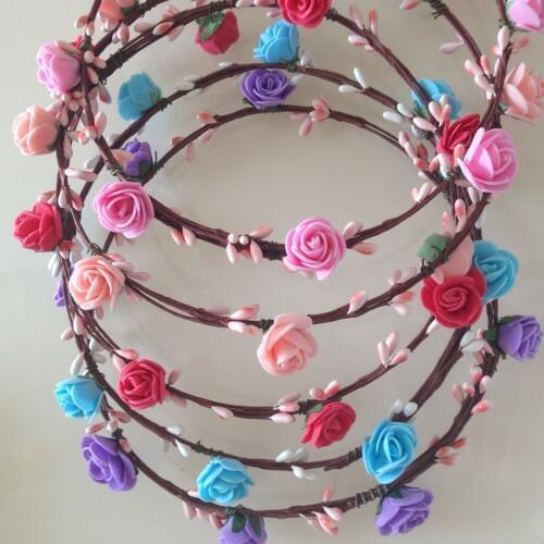 2016 Fashion Korean Style Bridal Wreath W/Foam Roses Bride Ornament Artificial Flowers Hair Garland For Weddings Headband