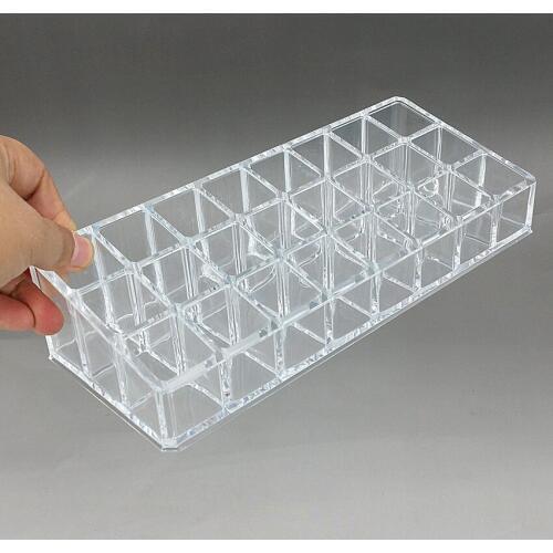 24 Checks Acrylic Clear Crystal Lipstick Eyeliner Mascara Cream Nail Enamel Bottle Display Promotion Holder Stands On Desk 10pcs