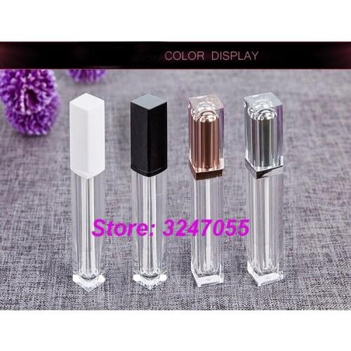 25pcs/lot Empty Silver Cosmetic Lip Gloss Tube, Square Professional Liquid Lipstick Packing Bottle, Plastic Makeup Beauty Tools
